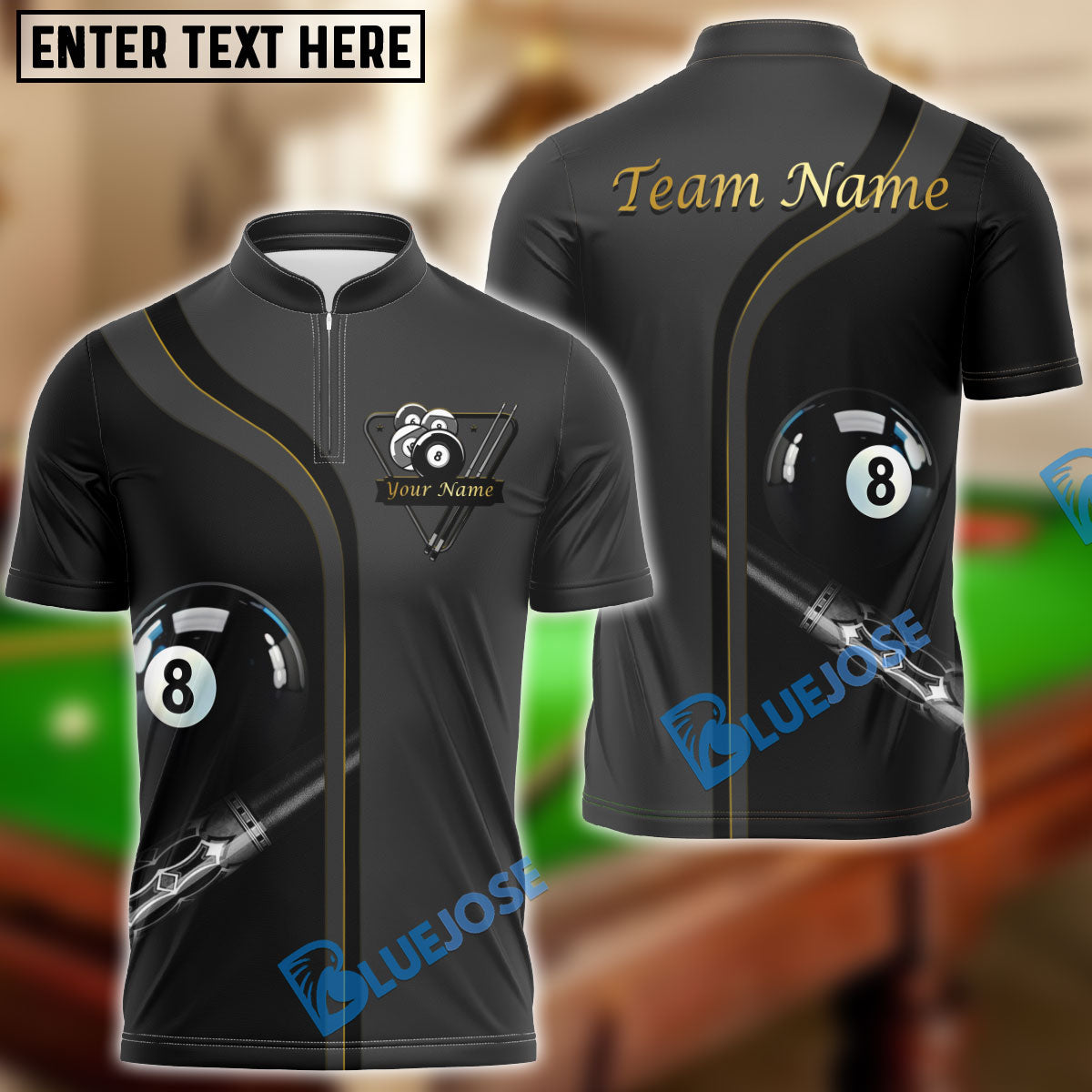 BlueJose Billiards Ball 8 Deep Fantasy Personalized Name, Team Name Unisex Shirt (4 Colors)