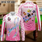 BlueJose Billiards Breast Cancer Awareness Colorful Ribbon Customized Name 3D Shirts