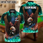 BlueJose Billiards Ball 8 Eagle US Flag Pattern Personalized Name Shirt (6 Colors)