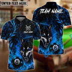 BlueJose Billiards 8 Ball Flame Flower Wolf Personalized Name Shirt (4 Colors)