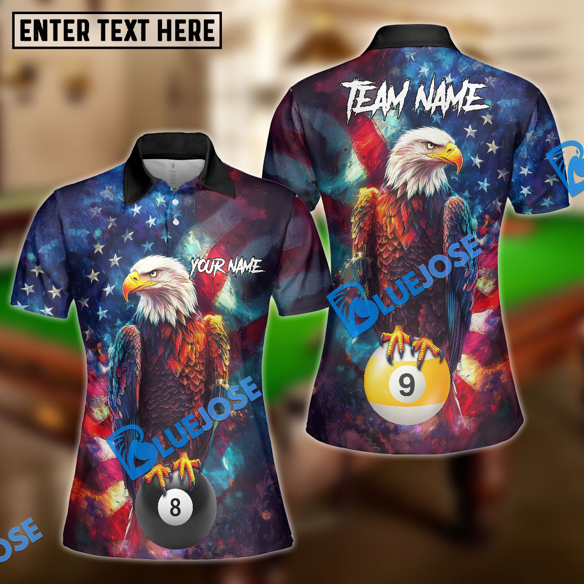BlueJoses Billiards Ball 8 & 9 Eagle US Flag Customized Name, Team Name 3D Shirt