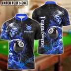 BlueJose Billiards Flame Grim Reaper Holding 8 Ball Personalized Name, Team Name Unisex Shirt (4 Colors)