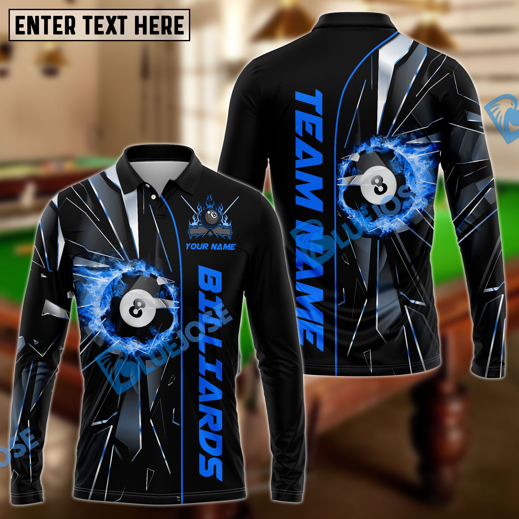 BlueJose Billiards Ball 8 Fire Broken Glass Personalized Shirt (4 Colors) For Kids