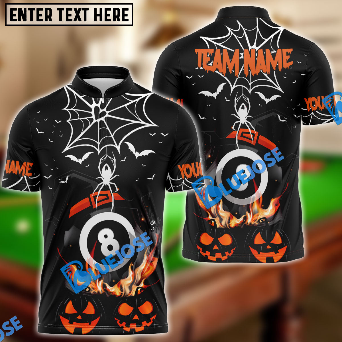 BlueJose Billiards Ball 8 Wizard Personalized Name & Team Name Shirt (4 Colors)