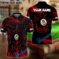 BlueJose Billiards 8 Ball Flame Spike Club Personalized Name, Team Name Unisex Shirt (4 Colors)