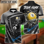 BlueJose Billiards 8 Ball & 9 Ball Metallic Break Glass Customized Name, Team Name 3D Shirt (6 Colors)