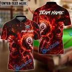 BlueJose Billiards 8-Ball Skull Lightning Customized Name, Team Name 3D Shirt (4 Colors)