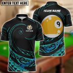 BlueJose Billiards Ball 9 Hawaii Polynesian Personalized Name, Team Name Shirt (4 Colors)