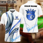 BlueJose Billiards Ball 8 White Gold Crown Personalized Name Shirt (4 Colors)