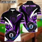 BlueJose Billiards Ball 8 Pool Golden Flame Personalized Name & Team Name Shirt (4 Colors)