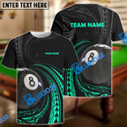 BlueJose Billiards 8 Ball Rolling Tribal Pattern Personalized Name, Team Name Shirt