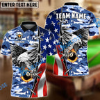 BlueJose Billiards Ball 8 Flame Eagle Personalized Name, Team Name Shirt (4 Colors)