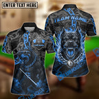 BlueJose Billiards 8-Ball Pitbull Flame Chain Personalized Name Shirt (4 Colors)
