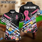 BlueJose Billiards Breast Cancer Awareness American Flag Customized Name 3D Shirts