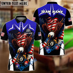BlueJose Billiards 8 Ball Eagle USA Flag Personalized Name, Team Name Unisex Shirt (4 Colors)