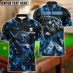 BlueJose Billiards Ball 8 Skull Thunder Fire Personalized Name, Team Name Unisex Shirt (6 Colors)