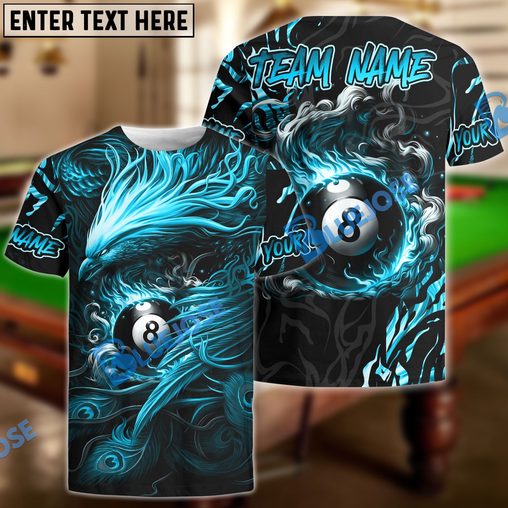 BlueJose Billiards Ball 8 Phoenix Arisen Personalized Shirt (4 Colors)