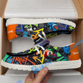 BlueJose Billiards Ball 8 Graffiti Street White Orange Blue Canvas Loafer Shoes