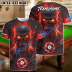 BlueJose Billiards 8 Ball Skull Hellfire Rage Personalized Name, Team Name Unisex Shirt (4 Colors)
