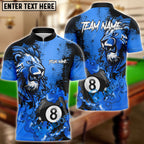BlueJose Billiards Ball 8 Fire Lion King Personalized Name, Team Name Unisex Shirt (6 Colors)