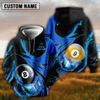 BlueJose Billiards Blue Up N Stroke Team Personalized Name 3D Shirt