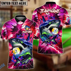BlueJose Billiards 9-Ball Lightning Shark Personalized Name Shirt (4 Colors)