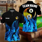 BlueJose Billiards Ball 8&9 Heavenly Flame Personalized Name, Team Name Unisex Shirt