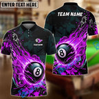 BlueJose Billiards Ball 8 Fireball Magic Personalized Name Shirt (4 Colors)