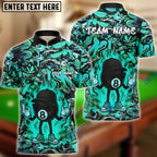 BlueJose Billiards 8 Ball Fire Graffiti Hip Hop Swag Personalized Name, Team Name Unisex Shirt (4 Colors)