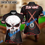 BlueJose Billiards 8 Ball Punisher Skull Crossing Cue Personalized Name, Team Name Unisex Shirt (4 Colors)