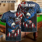 BlueJose Billiards Ball 8 American Eagle Customized Name, Team Name 3D Shirt