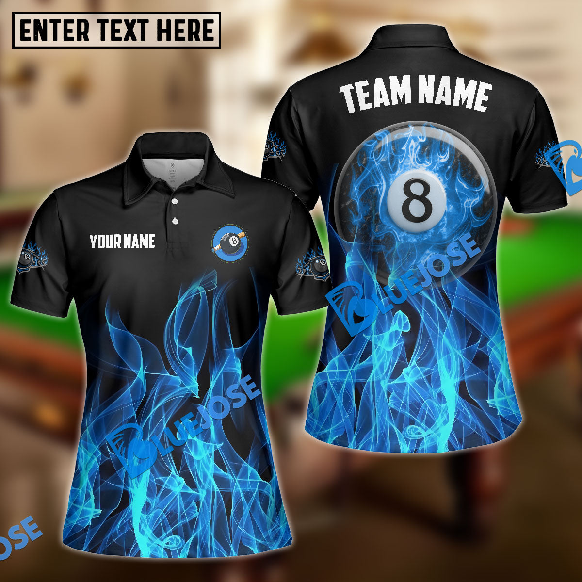 BlueJose Billiards Ball 8 Heavenly Flame Personalized Shirt (4 Colors)