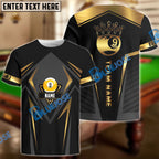 BlueJose Billiards Ball 9 Crowned Golden Line Pattern Personalized Shirt (4 Colors)