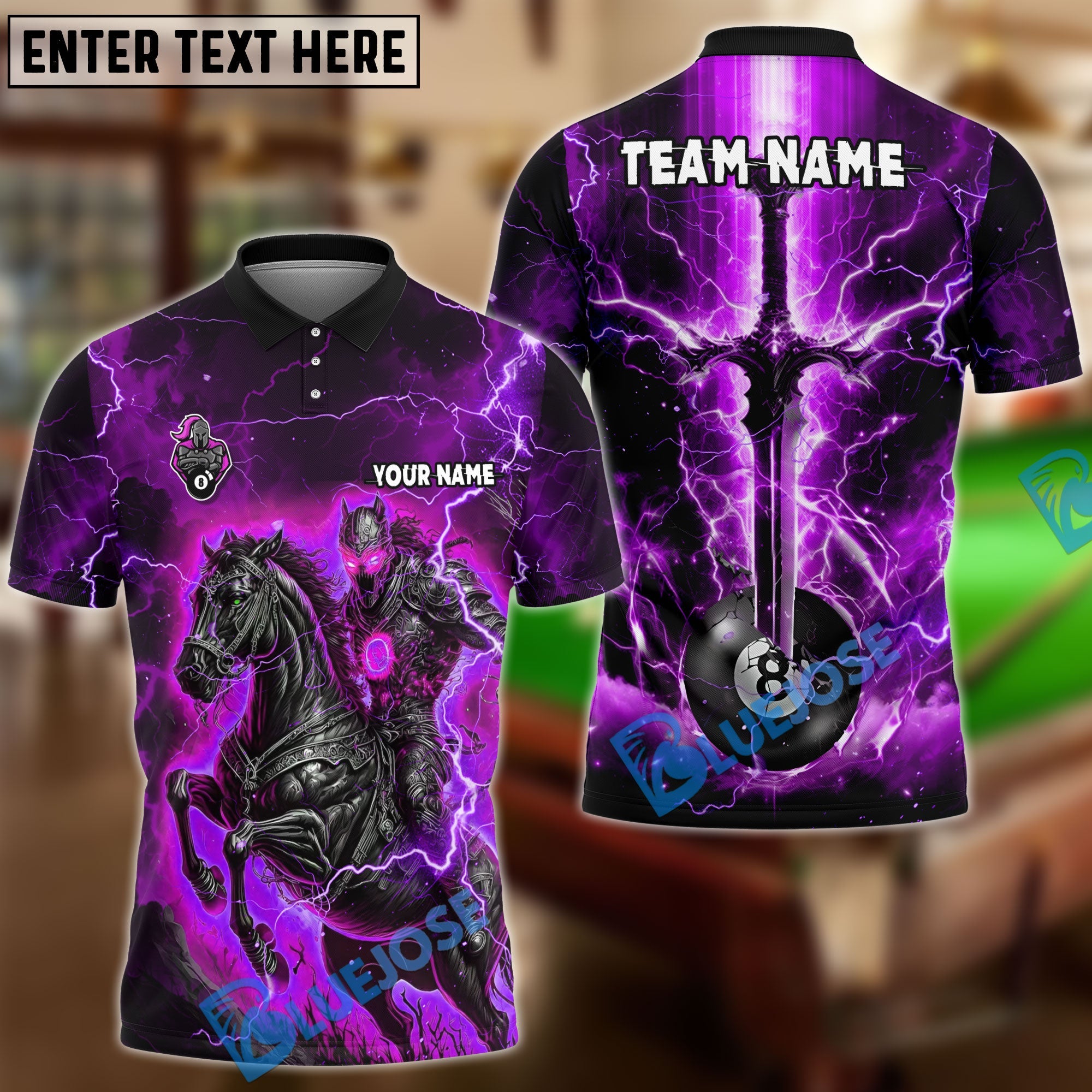 BlueJose Billiards Ball 8 Fantasy Knight Thunder Lightning Pattern Personalized Shirt (4 Colors)