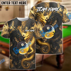 BlueJose Billiards Ball 8 & 9 Yin Yang Dragon Personalized Name Shirt (4 Colors)