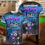 BlueJose Billiards 8 Ball Graffiti Street Art Face Your Fear Style Personalized Name, Team Name Unisex Shirt (4 Colors)