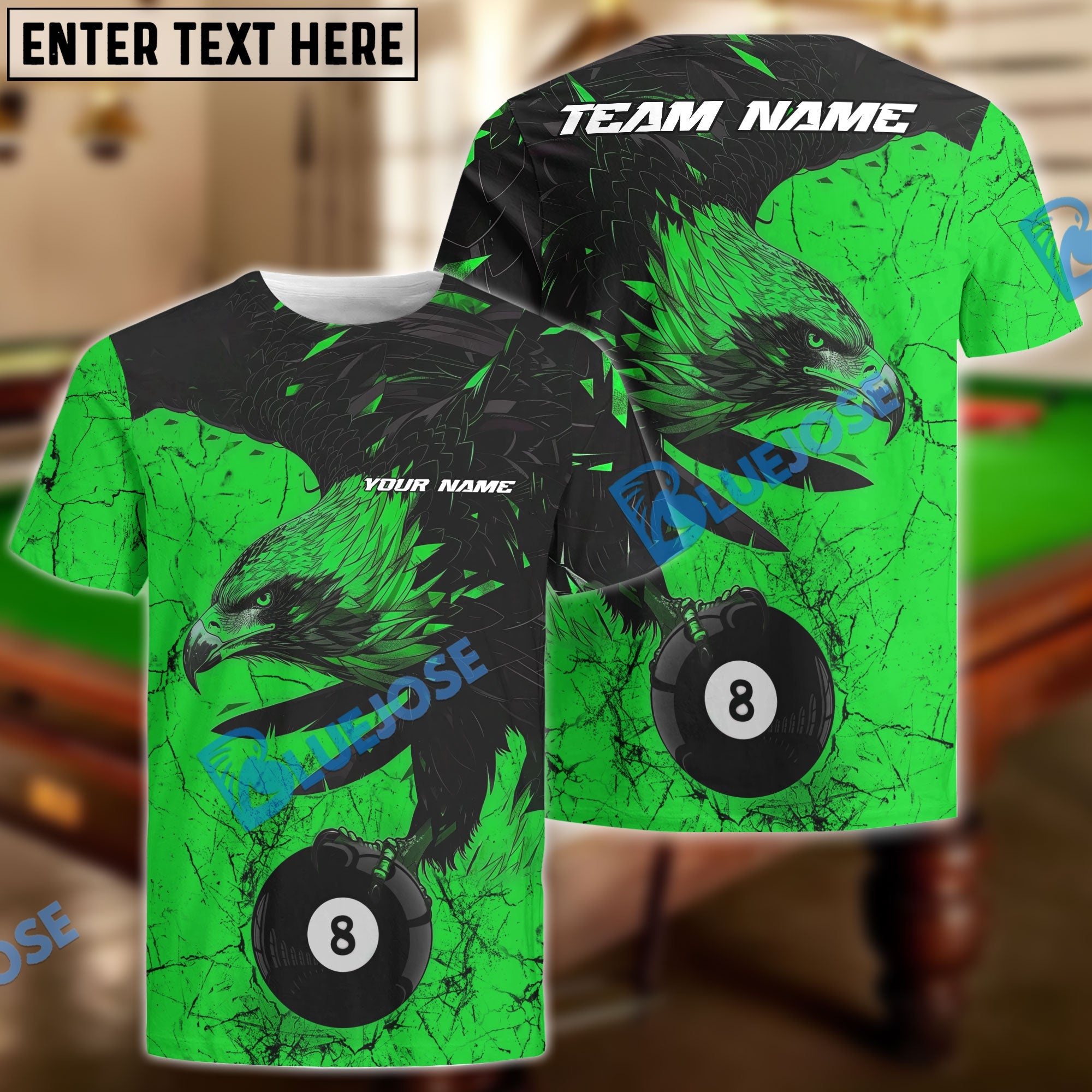 BlueJoses Billiards Ball 8 King Eagle Customized Name 3D Shirt (4 Colors)