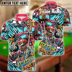 BlueJose Billiards Ball 8 Funny Skull Colorful Graffiti Personalized Name, Team Name Unisex Shirt (4 Colors)