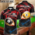 BlueJose Billiards Ball 8&9 Fire Point Strike Personalized Name, Team Name Shirt (4 Colors)