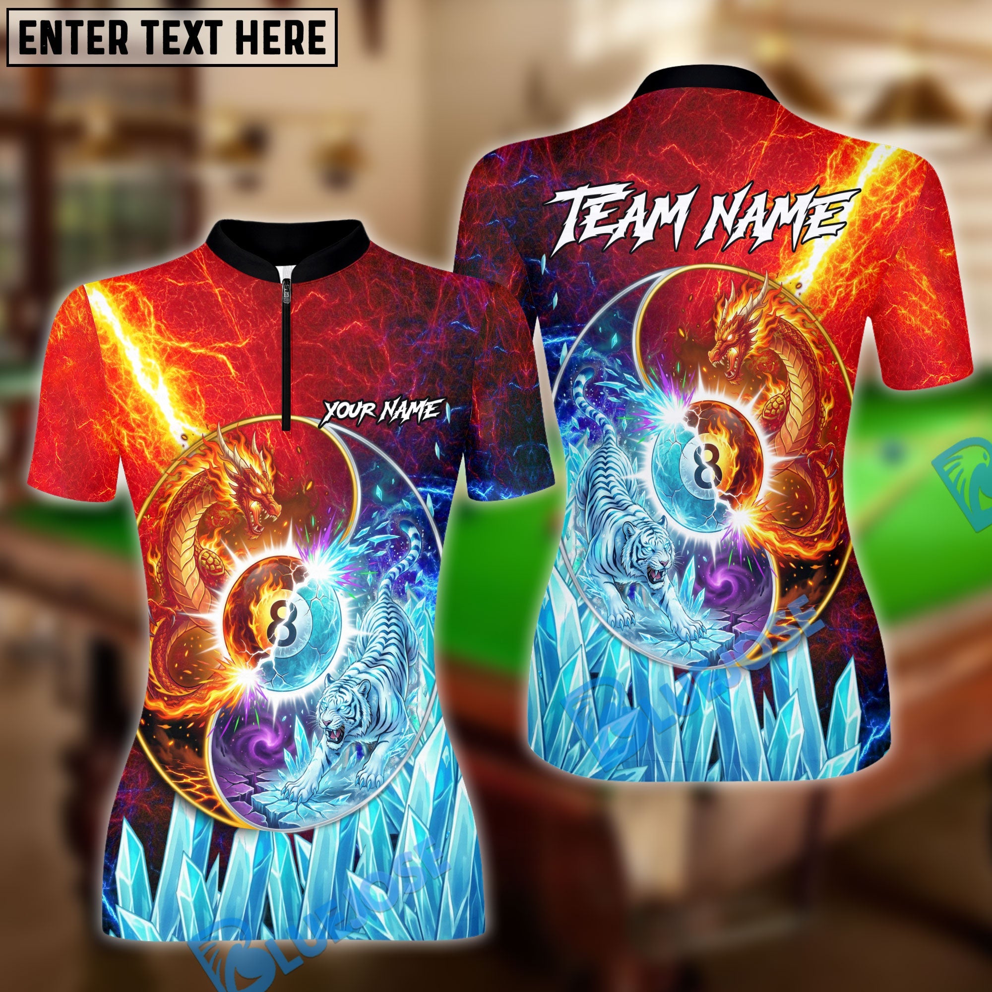 BlueJose Billiards Ball 8 Eternal Yin Yang Dragon and Tiger of the Cosmic Personalized Shirt