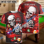 BlueJose Billiards Ball 8 Skull Lightning Personalized Name & Team Name Shirt (4 Colors)
