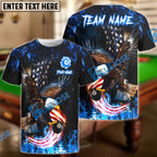 BlueJose Billiard 8 Ball Eagle Fire Flame Personalized Name Shirt (4 Colors)