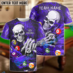 BlueJose Billiards Ball 8 Skull Lightning Personalized Name & Team Name Shirt (4 Colors)