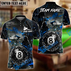 BlueJose Billiards Ball 8 Pool Shattered Glass Lightning Personalized Name, Team Name Unisex Shirt (4 Colors)