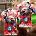 BlueJose Billiards 8 Ball Eagle American Flag Paint Pattern Personalized Name, Team Name Unisex Shirt (4 Colors)
