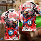 BlueJose Billiards 8 Ball Eagle American Flag Paint Pattern Personalized Name, Team Name Unisex Shirt (4 Colors)