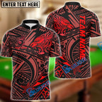 BlueJose Billiards Ball 8 Tribal Lion Head Polynesian Tattoo Pattern Personalized Name Shirt (4 Colors)