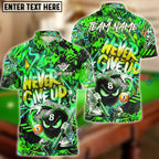 BlueJose Billiards 8 Ball Serious Never Give Up Graffiti Personalized Name Shirt (4 Colors)