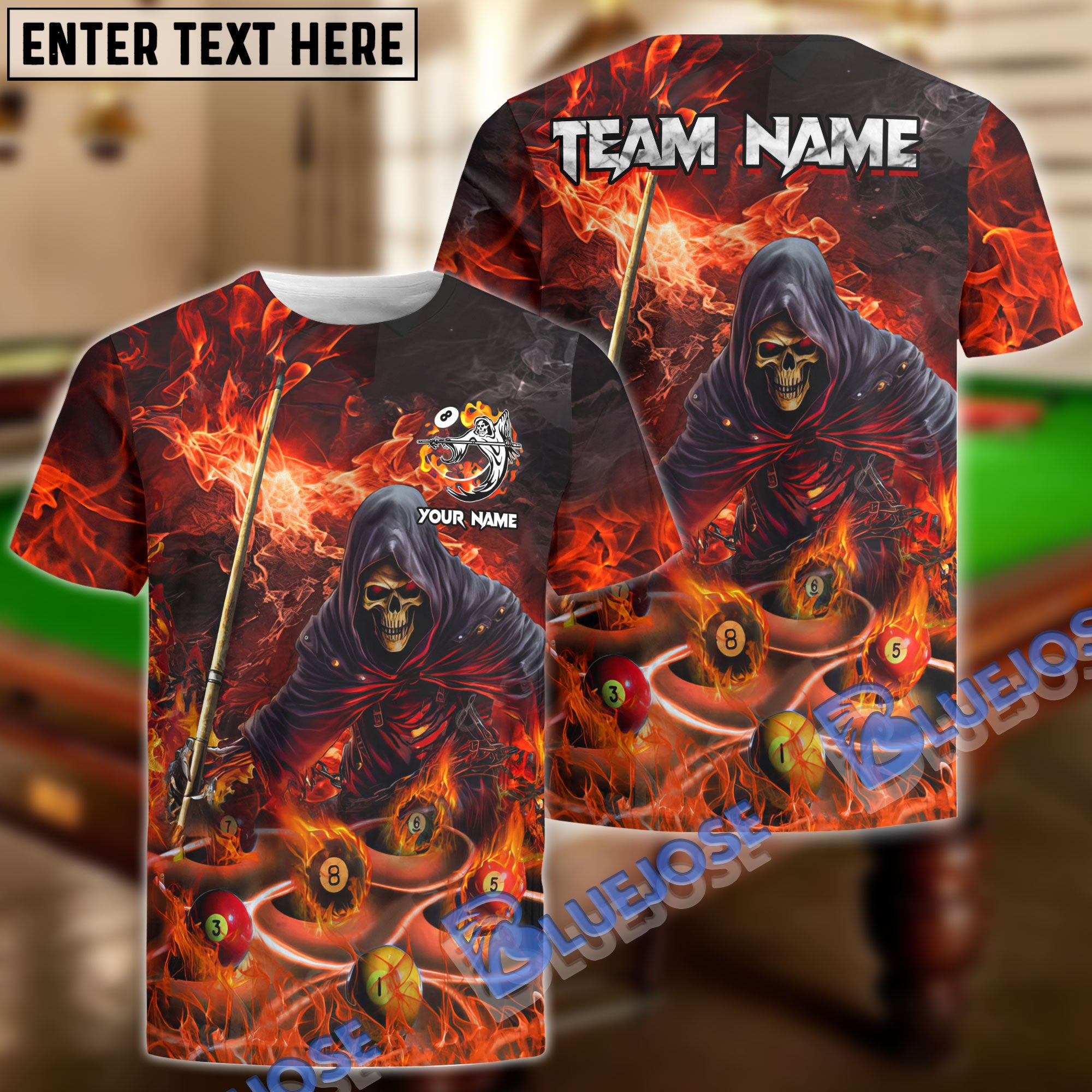 BlueJose Billiards Lord Of Hell Personalized Name, Team Name Unisex Shirt (4 Colors)