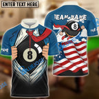 BlueJose Billiards Super Ball 8 Flag Customized Name, Team Name 3D Shirt